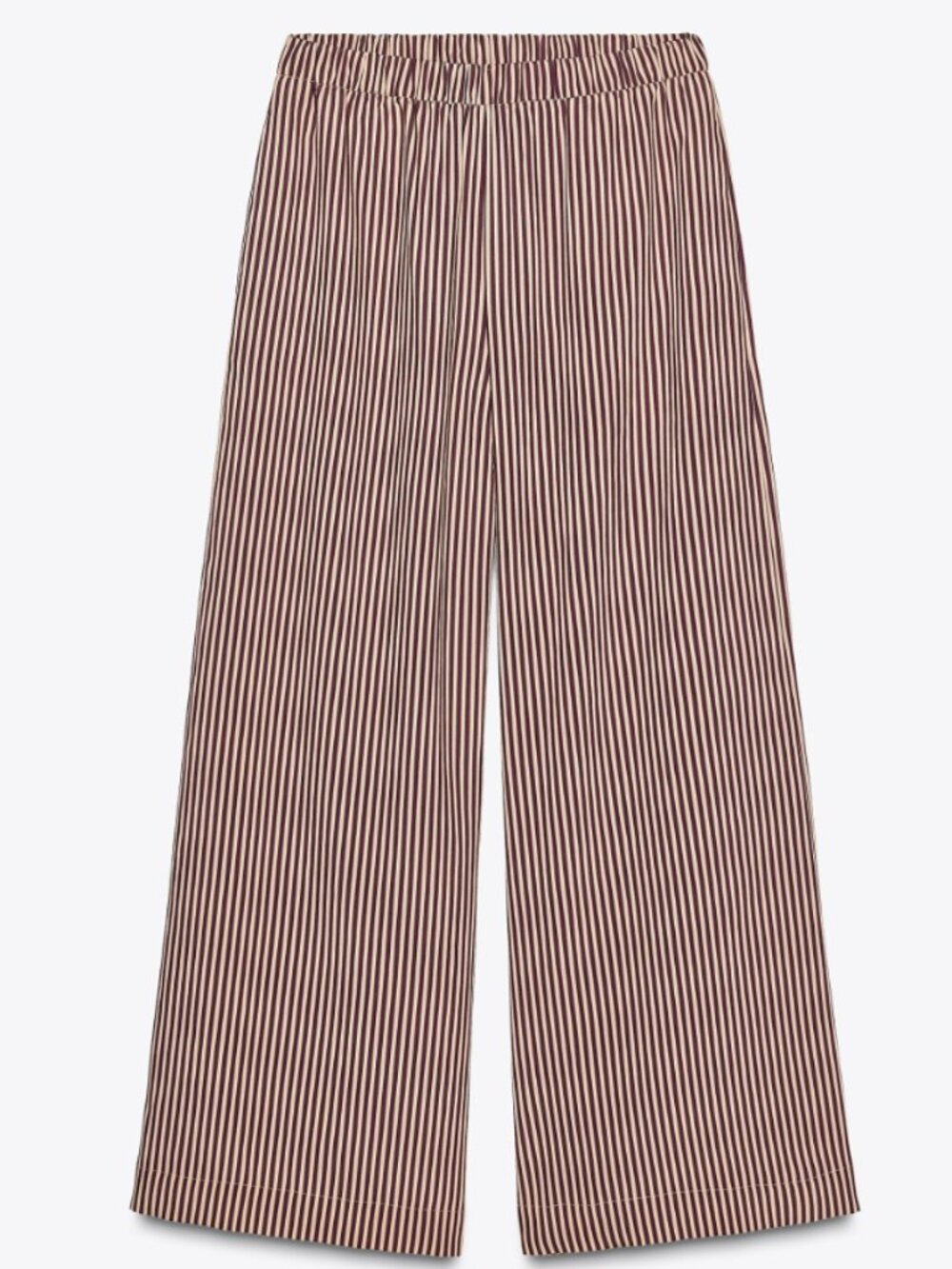 Zara Collection Striped Flowy Pant Burgundy/Cream Size L